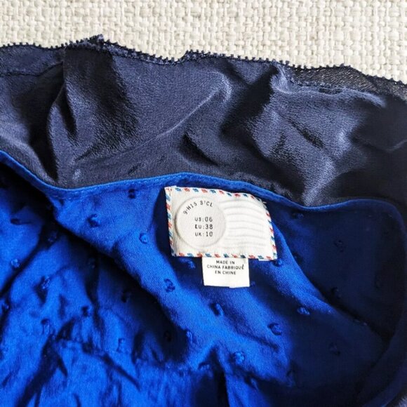 Anthropologie Postmark Louisa Blouse Top Peter Pan Collar Blue Swiss Dot sz 6 - Picture 2 of 5